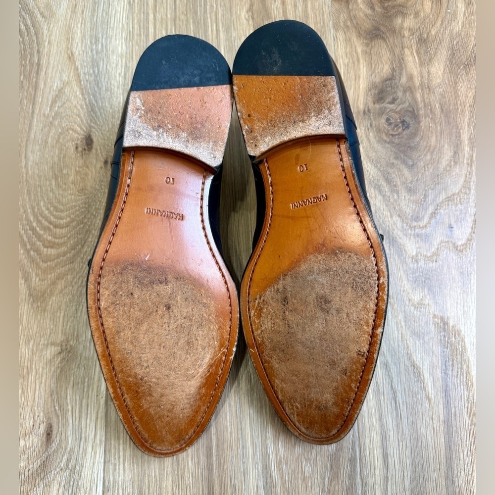 Magnanni Double Monk Strap Shoes Dark Blue Ombré Patina Leather Men’s Size 10 - Picture 4 of 7